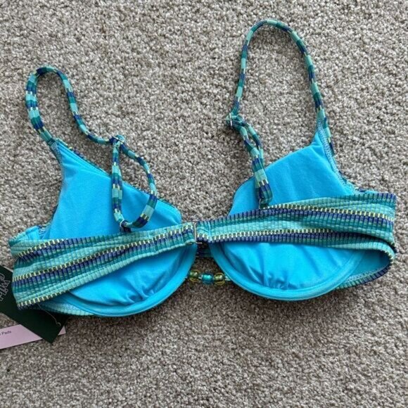 Striped Blue and Green Bikini Top Wild Fable Size M - Picture 3 of 5
